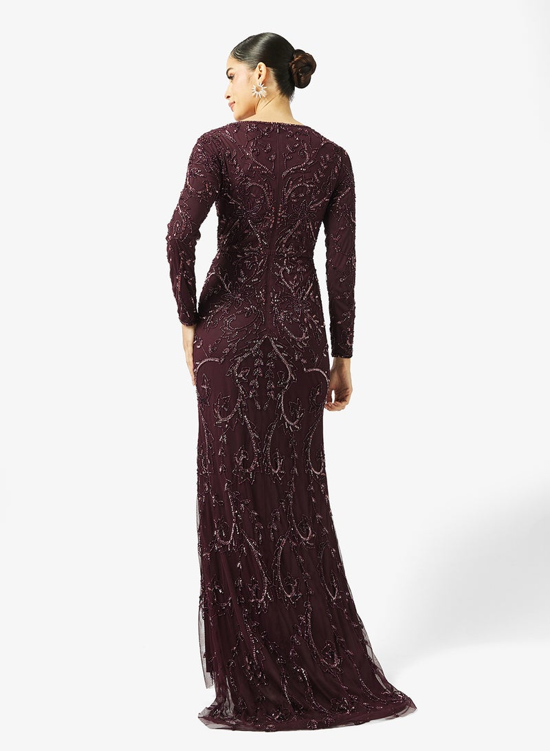 MARYISA Boat Neck  Sequin Maxi Dress - Image 2